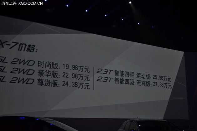 国产马自达CX-7上市 售价19.98-27.38万