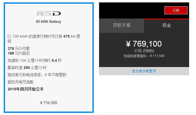 特斯拉MODEL S四驱版价格 售68.31万起