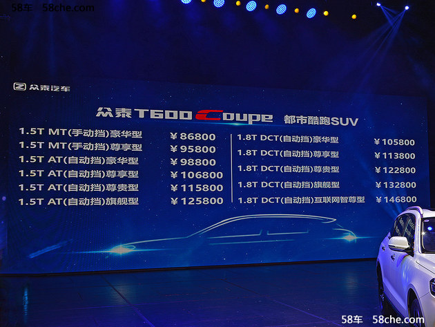 众泰T600 Coupe正式上市 售0.00-00.00万