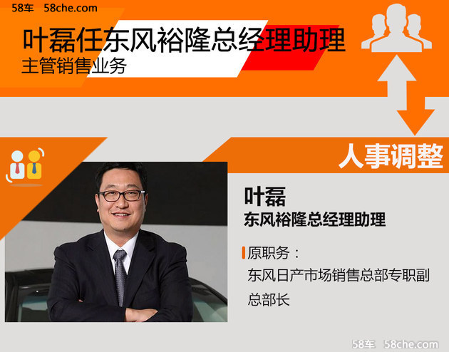 叶磊任东风裕隆总经理助理 主管销售业务