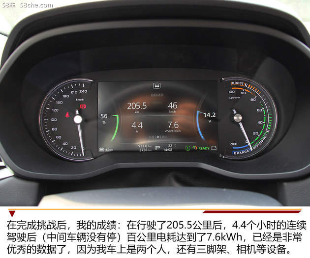 荣威Ei5续航挑战 百公里电耗低到7kWh