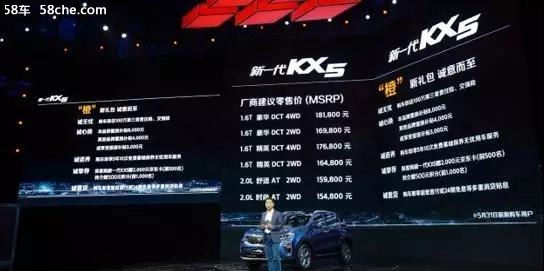 新一代起亚KX5上市售价：15.48-18.18万