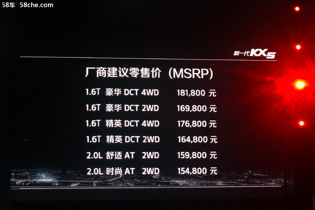 东风悦达起亚KX5上市 售15.48-18.18万