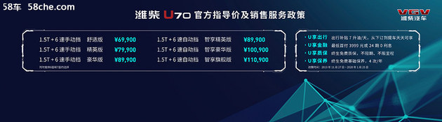 潍柴U70正式上市 6款车/售价6.99万元起
