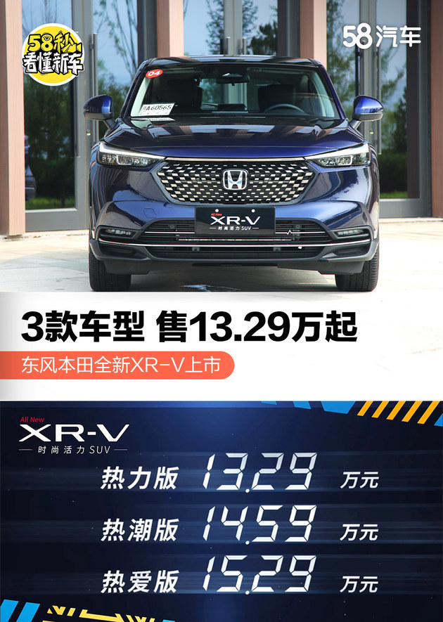 东风本田全新XR-V上市 3款车型/售13.29万起