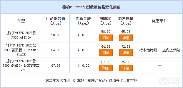 捷豹F-TYPE热销中   售价58.2万元起