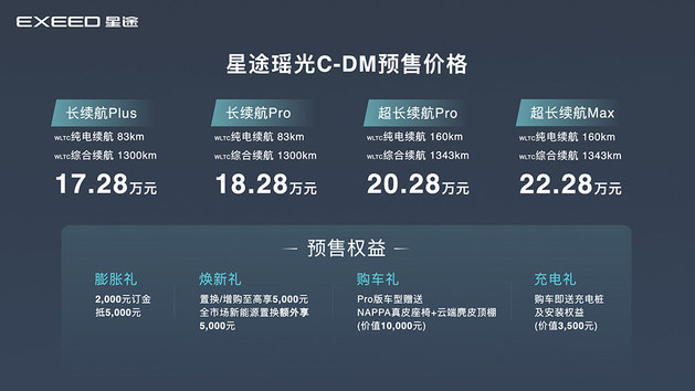 星途瑶光C-DM预售开启 17.28-22.28万元