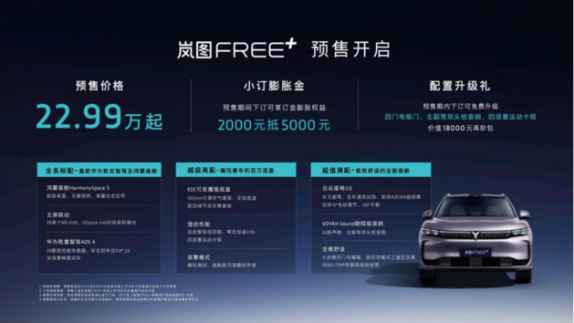 22.99万起！满配华为全家桶 岚图FREE+开启预售