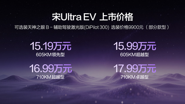 比亚迪宋Ultra EV上市 售15.19万-17.99万元