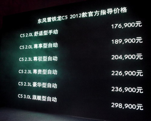 售17.69—29.89万元 2012款雪铁龙C5上市