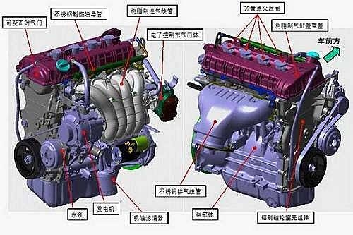 三菱4a9系列发动机采用铝缸体,以及大量树脂零件,应用了中空凸轮轴