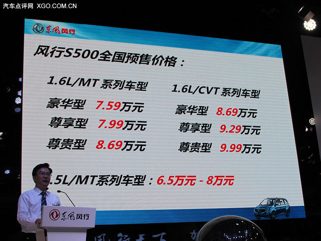 2015成都车展 风行S500预售6.5万元起