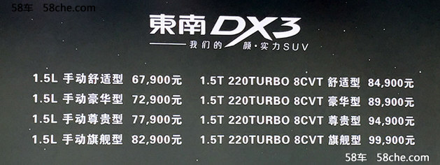 东南DX3正式上市 售xx.xx-xx.xx万元