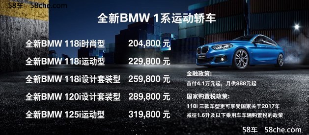 宝马1系运动轿车上市 售20.48-31.98万
