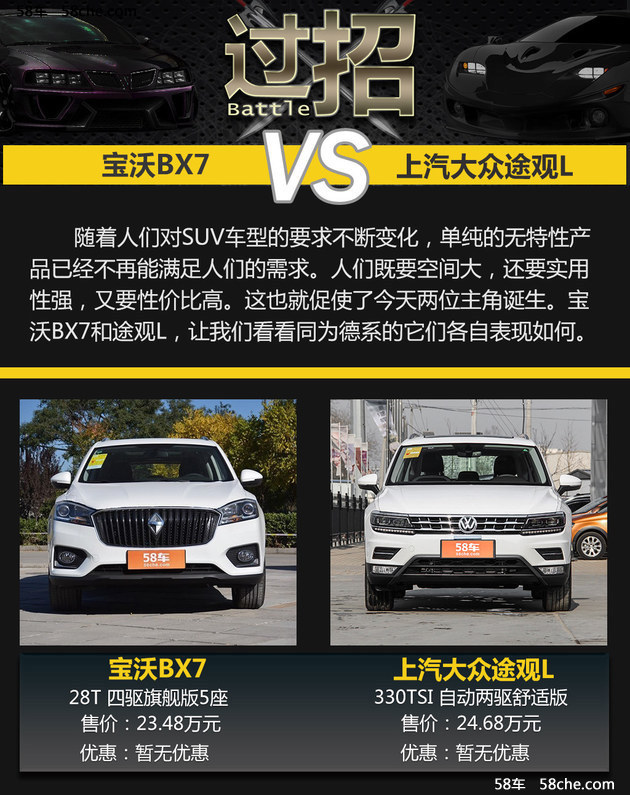 宝沃BX7过招途观L 中型SUV谁更具性价比
