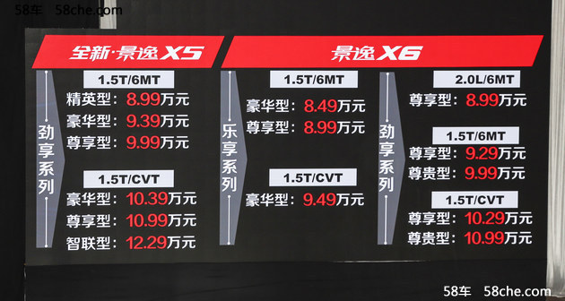 景逸X5 1.5T车型上市 售8.99-12.29万元