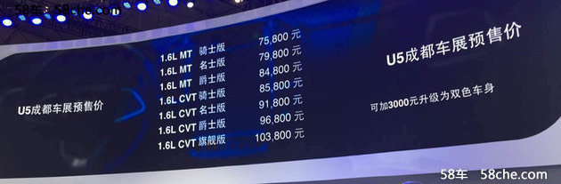 成都车展 纳智捷U5预售价为7.58万元起