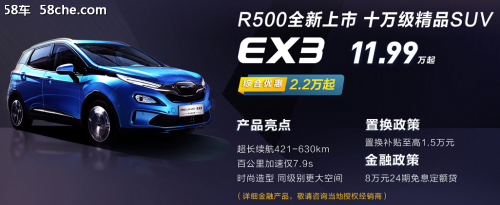 最低9.49万,北京新能源BEIJNG-EX3 R500