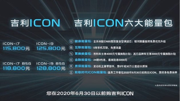 吉利ICON正式上市售价11.58-12.88万元