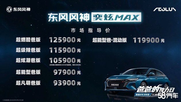  东风风神奕炫MAX正式上市推出6款车型