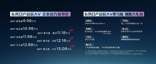 售价11.18万-13.08万元 启辰大V黑马版正式上市