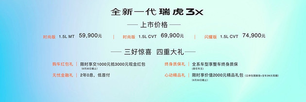 新款奇瑞瑞虎3X正式上市 售价5.99万元起