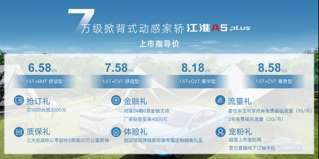 1.5T/掀背设计 江淮A5 PLUS售价6.58万起