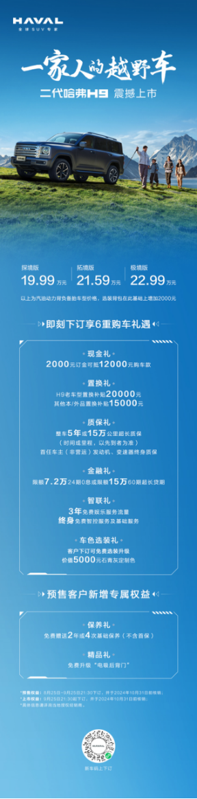 19.99万元起售 二代哈弗H9正式上市