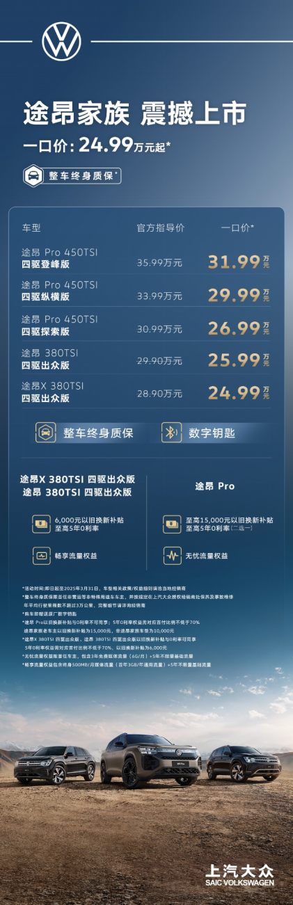 途昂Pro一口价26.99万元起！搭载第五代EA888发动机，开启全境旅程