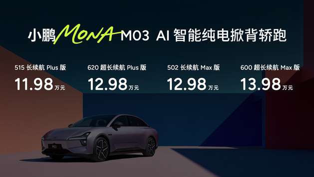11.98万元起！小鹏MONA M03加推4款新版型升级上市