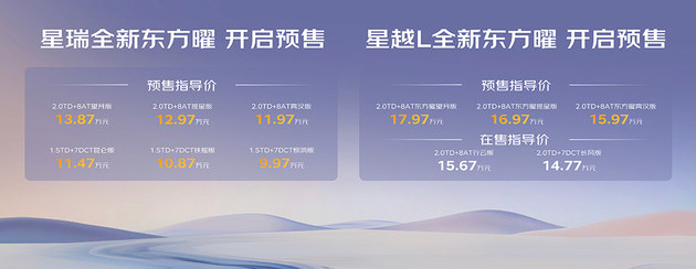 吉利中国星全新东方曜预售 9.97万元起