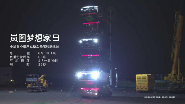 颠覆静态顶压！岚图梦想家9实现全球首个叠塔移动挑战